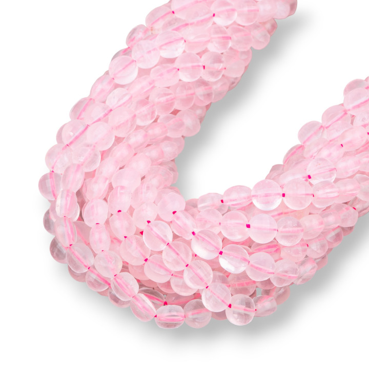 Rose Quartz Round Flat Coin Faceted MachineCut 6mm
