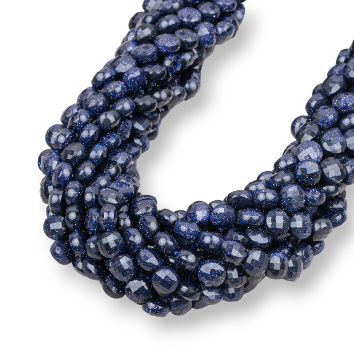 Blauer Sonnenstein, rund, flache Münze, facettiert, maschinell geschnitten, 6 mm