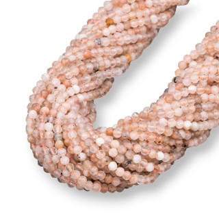 Pietra Di Luna Rosa Perlina Tonda Sfaccettata Diamond Cut 3,5mm