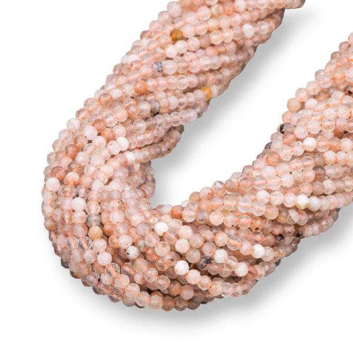 Pietra Di Luna Rosa Perlina Tonda Sfaccettata Diamond Cut 3,5mm