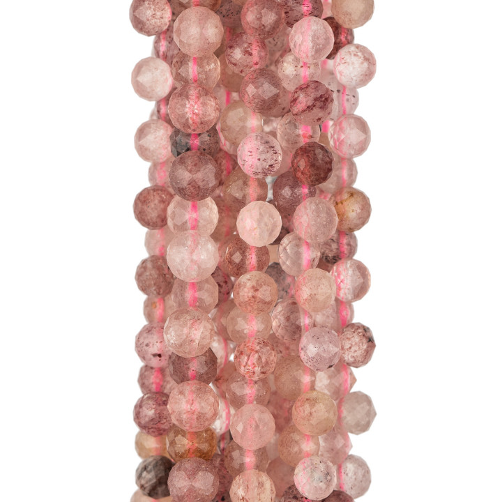 Cuarzo Rojo Fresa Briolette Gotas Facetadas MachineCut 5-6mm