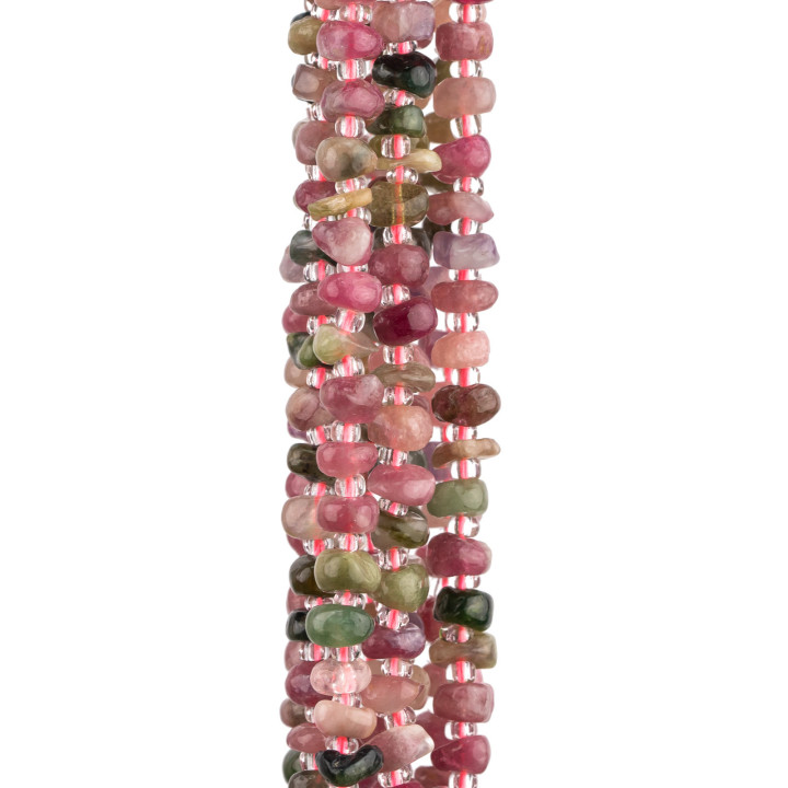 Turmalina Multicolor Rondelle Piedra Irregular Tumbled 6-9mm