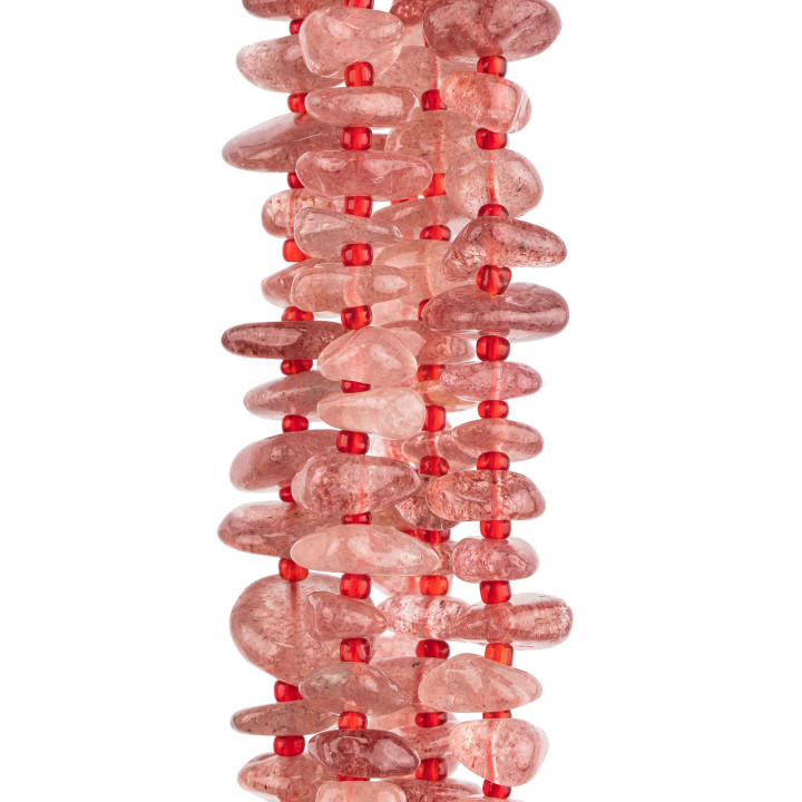 Cuarzo Fresa Rondelle Piedra Irregular Tumbled 8-13mm