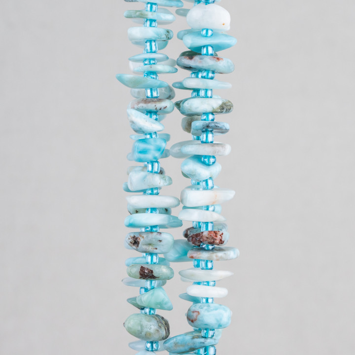 Larimar Rondelle Pierre Irrégulière Roulée 8-11mm