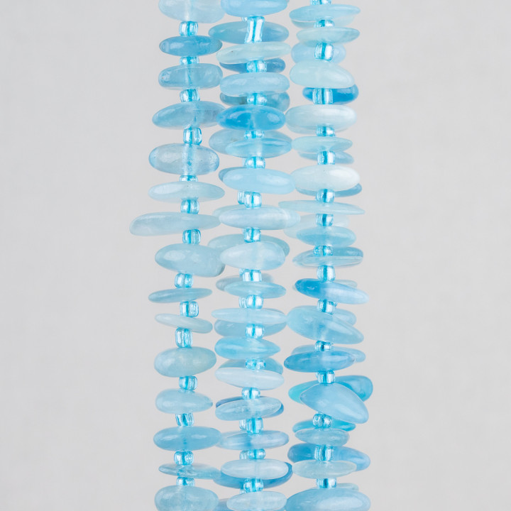 Aguamarina Rondelle Piedra Irregular Tumbled 8-11mm