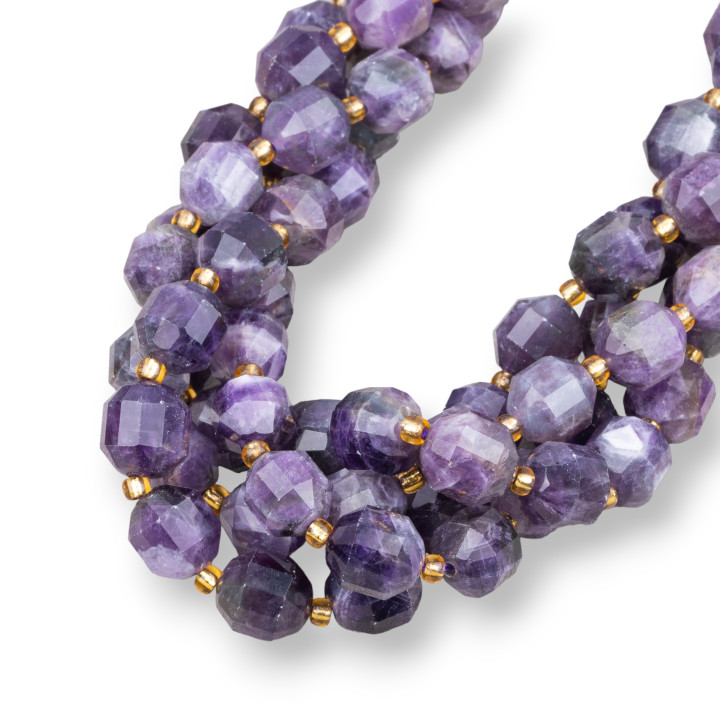 Amethyst Ball Faceted Κυλινδρική κοπή 9x10mm Τραχύ