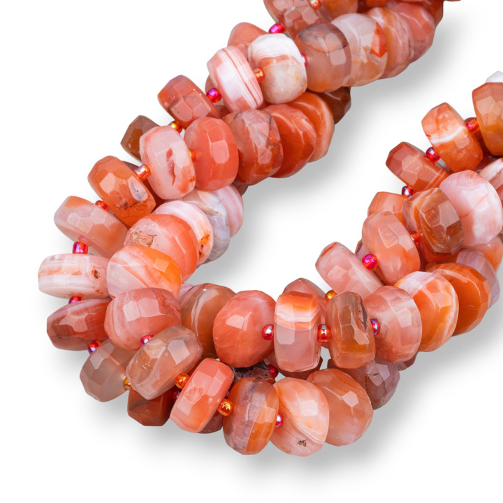 Agate Rouge du Botswana Rondelle Irrégulière Facette 13-16mm