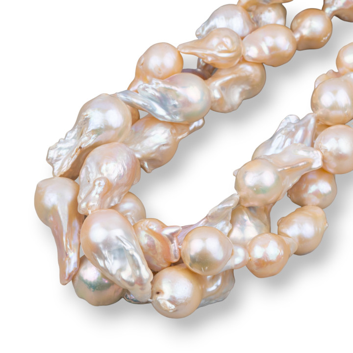 Teardrop Baroque River Pearls (ABY) 100-110gr Rose Saumon