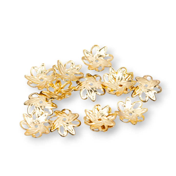 Gobelets Acier Inoxydable 316 Fleur Percée 10mm 40gr Plaqué Or 280pcs