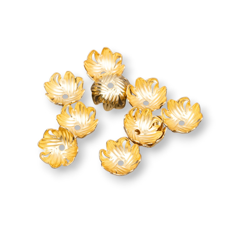 Becher 316 Edelstahl Durchbohrt Blume 10mm H4mm 40gr Vergoldet 160St