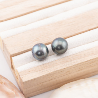 River Pearls 1 Round Hole (AAA) 10,5-11,0mm 1 Pair Grey Thaiti