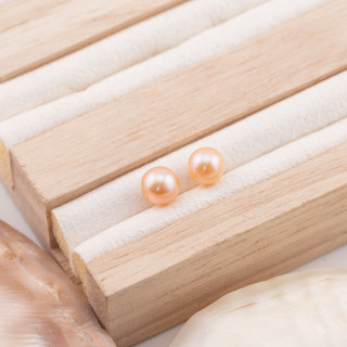 Perles de rivière rondes 1 trou (AAAA) 6,5-7,0mm 1 paire Rose