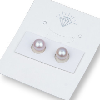 Perles de Rivière Rondes 1 Trou (AAAA) 7,0-7,5mm 1 Paire Lilas