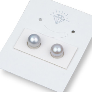 River Pearls 1 Round Hole (AAAA) 7.5-8.0mm 1 Pair Gray