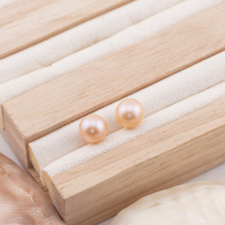 Freshwater Pearls 1 Round Hole (AAAA) 7.5-8.0mm 1 Pair Pink