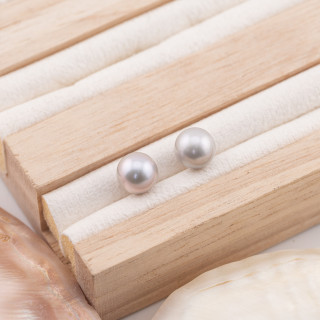 River Pearls 1 Round Hole (AAAA) 8,5-9,0mm 1 Pair Gray