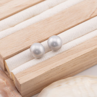 River Pearls 1 Round Hole (AAAA) 9,0-9,5mm 1 Pair Gray