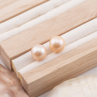 Perles de rivière rondes 1 trou (AAAA) 9,5-10,0mm 1 paire Rose