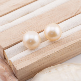 Freshwater Pearls 1 Round Hole (AAAA) 13.0-13.5mm 1 Pair White