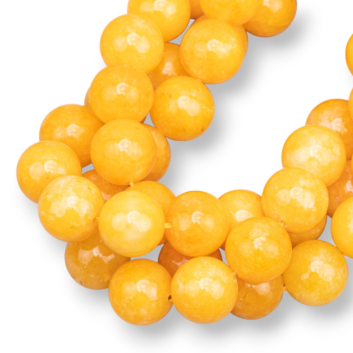 Jade Jaune Rond Lisse 14mm