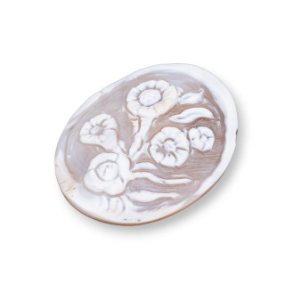 Χειροποίητο Cameo Made in Italy από Sardonyx Shell Flowers Oval 40x50mm 1pc MOD1