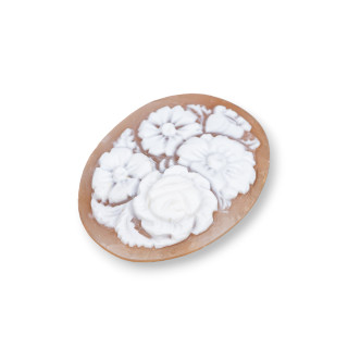 Χειροποίητο Cameo Made in Italy από Sardonyx Shell Flowers Oval 40x50mm 1pc MOD10