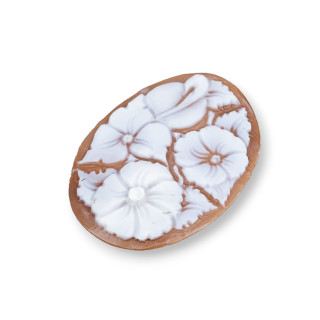 Χειροποίητο Cameo Made in Italy από Sardonyx Shell Flowers Oval 40x50mm 1pc MOD2