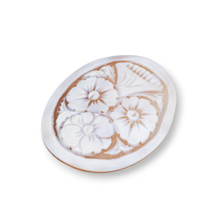 Χειροποίητο Cameo Made in Italy από Sardonyx Shell Flowers Oval 40x50mm 1pc MOD4