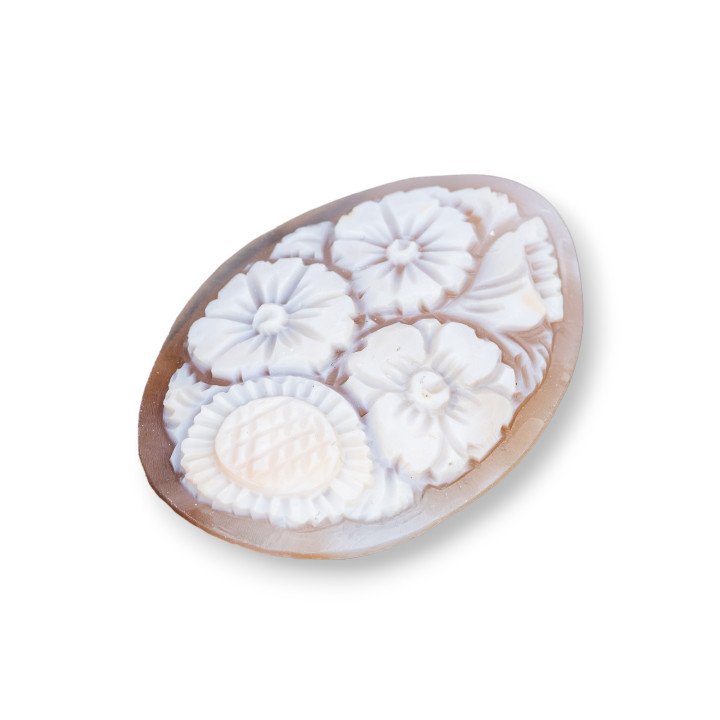 Χειροποίητο Cameo Made in Italy από Sardonyx Shell Flowers Oval 40x50mm 1pc MOD6