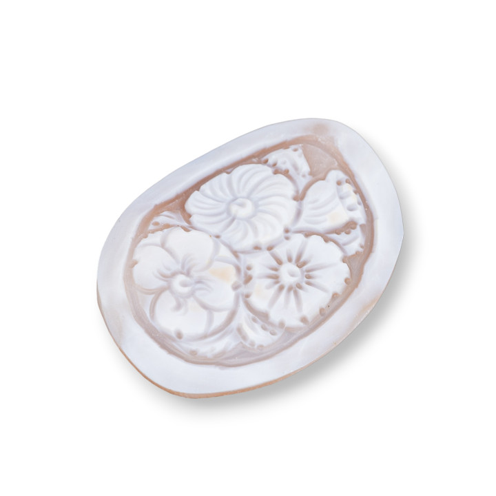 Χειροποίητο Cameo Made in Italy από Sardonyx Shell Flowers Oval 40x50mm 1pc MOD7