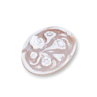 Χειροποίητο Cameo Made in Italy από Sardonyx Shell Flowers Oval 40x50mm 1pc MOD8