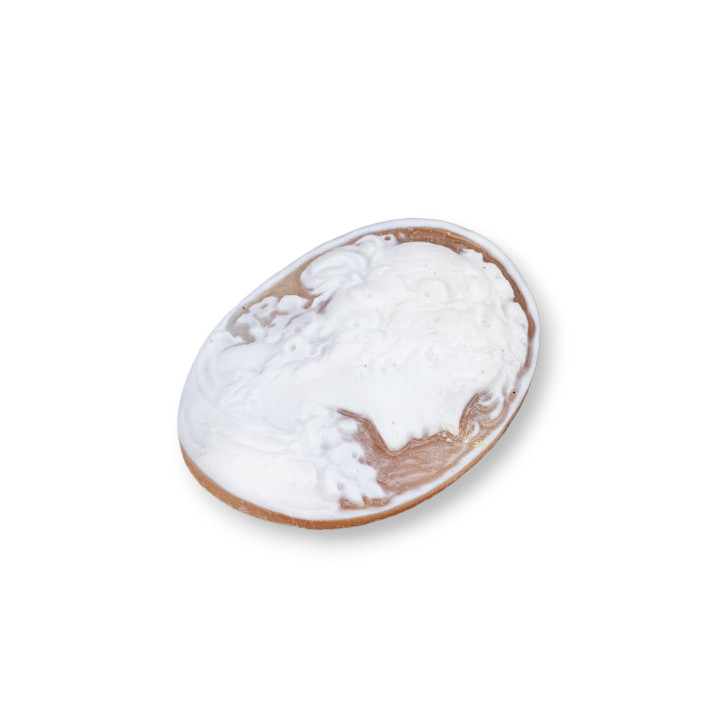 Hand Engraved Cameo Made in Italy of Sardonic Shell Oval Women's Face 30x40mm 1pc