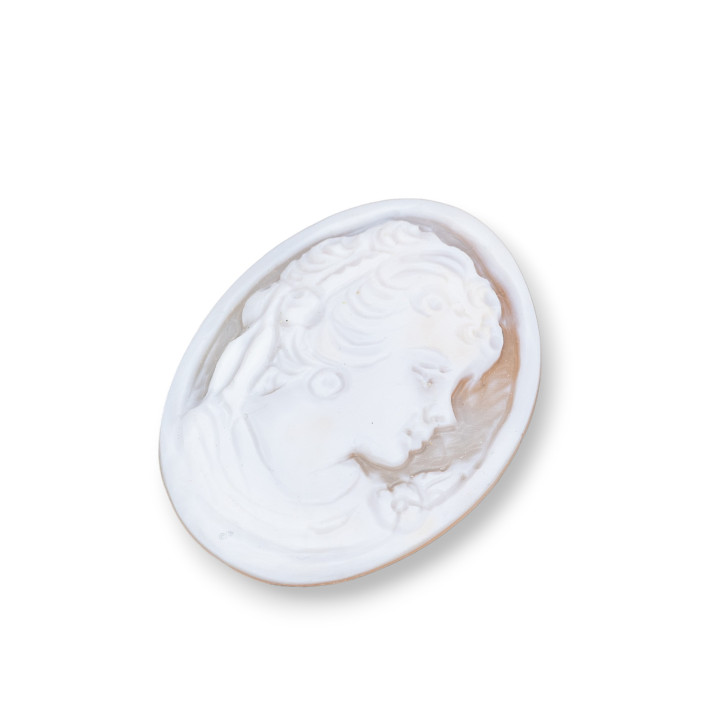 Hand Engraved Cameo Made in Italy of Sardonic Shell Oval Women's Face 35x45mm 1pc
