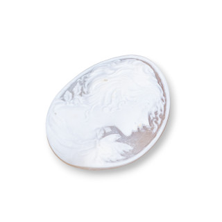 Camafeo Grabado A Mano Made In Italy De Concha Sardónica Cara De Mujer Ovalada 35x45mm 1ud MOD3