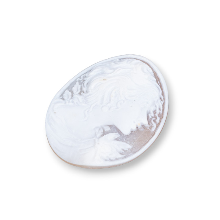 Camafeo Grabado A Mano Made In Italy De Concha Sardónica Cara De Mujer Ovalada 35x45mm 1ud MOD3