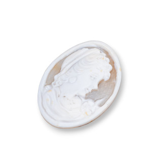 Hand Engraved Cameo Made in Italy of Sardonic Shell Oval Women's Face 35x45mm 1pc MOD4