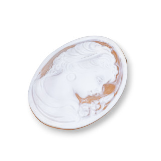 Hand Engraved Cameo Made in Italy of Sardonic Shell Oval Women's Face 40x50mm 1pc MOD1