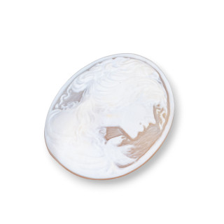Camée gravé à la main fabriqué en Italie de coquille sardonique visage de femme ovale 40x50mm 1pc MOD2