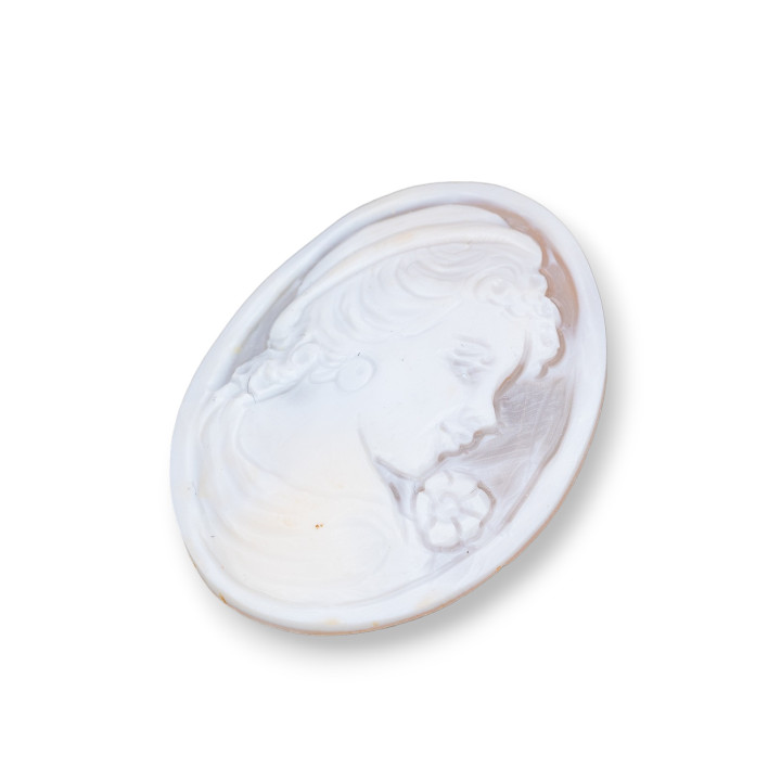 Χειροποίητο χαραγμένο Cameo Made in Italy από Sardonic Shell Οβάλ Γυναικείο Πρόσωπο 40x50mm 1pc MOD5