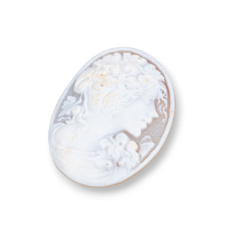 Camafeo Made In Italy Grabado A Mano De Concha Sardónica Cara De Mujer Ovalada 40x50mm 1ud MOD6