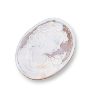 Camafeo Made In Italy Grabado A Mano De Concha Sardónica Cara De Mujer Ovalada 42x55mm 1ud MOD2