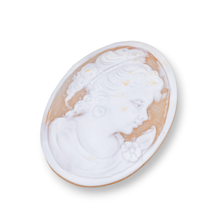 Camafeo Made In Italy Grabado A Mano De Concha Sardónica Cara De Mujer Ovalada 42x55mm 1ud MOD3