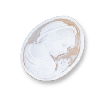 Χειροποίητο Cameo Made in Italy από Οβάλ Γυναικείο Πρόσωπο Sardonic Shell 42x55mm 1pc MOD4