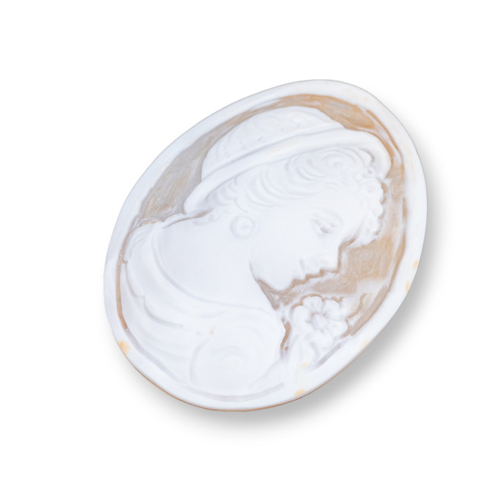 Χειροποίητο Cameo Made in Italy από Οβάλ Γυναικείο Πρόσωπο Sardonic Shell 42x55mm 1pc MOD4