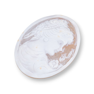 Hand Engraved Cameo Made in Italy of Sardonic Shell Oval Women's Face 46x60mm 1pc MOD2