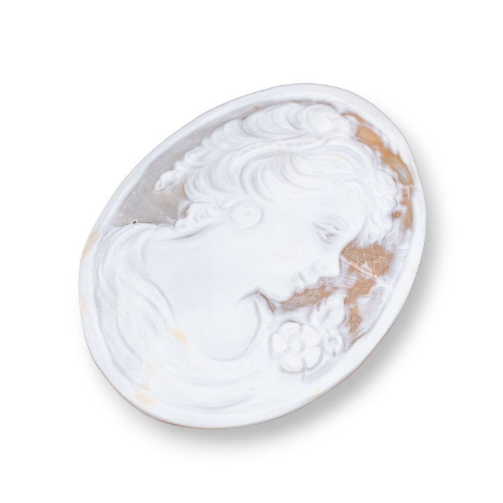 Χειροποίητο Cameo Made in Italy από Οβάλ Γυναικείο Πρόσωπο Sardonic Shell 46x60mm 1pc MOD5