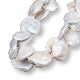 Perle Di Fiume Barocche Tonde Piatte Bianco (AEJ)  60-70gr