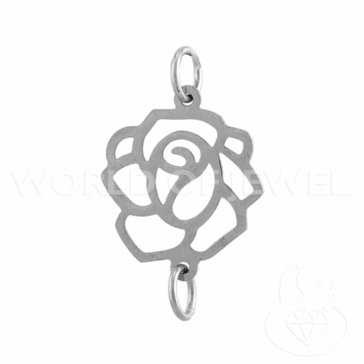 Komponentenverbinder aus Silber 925 rosa Platte 19 x 23 mm 8 Stück Rhodium