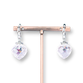 Μπρούτζινα καρφωτά σκουλαρίκια με Crystal Drop Cabochon 17x34mm Ρόδιο επιμεταλλωμένο