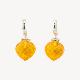 Aretes de bronce con gota de cristal cabujón 17x34 mm topacio amarillo rodiado
